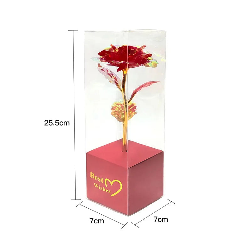 Eternal Rose LED Light Foil Flower In Glass