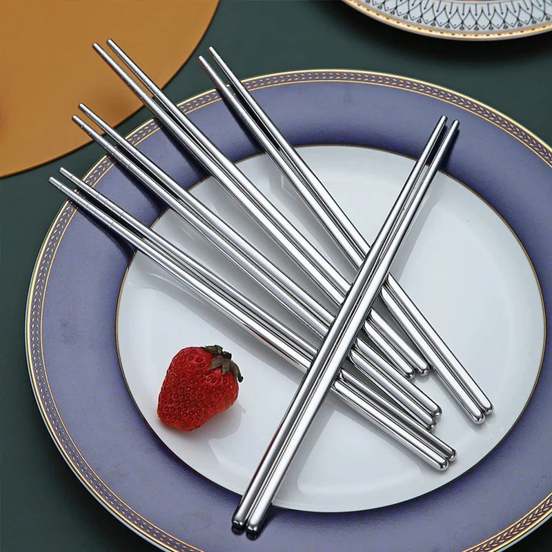 1/5 Pairs Chinese Chopsticks Stainless Steel