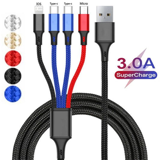 4 In 1/ 3 In 1 Micro USB Type C Fast Charging Cable